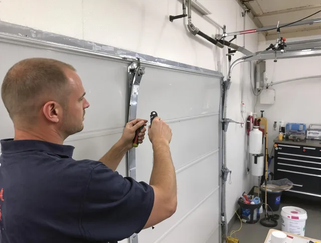 Before and after garage door dent repair by Tustin Garage Door Repair in Tustin