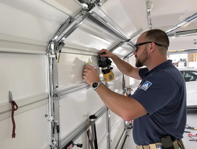 Tustin Garage Door Repair technician quieting a noisy garage door in Tustin