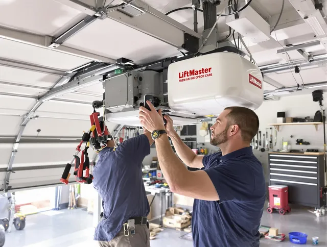 Tustin Garage Door Repair technician performing advanced diagnostics on garage opener in Tustin