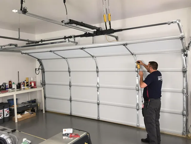 Tustin Garage Door Repair certified technician performing overhead door system repair in Tustin