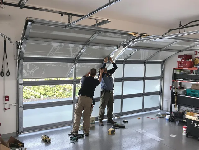 Tustin Garage Door Repair expert performing precise panel replacement on Tustin garage door